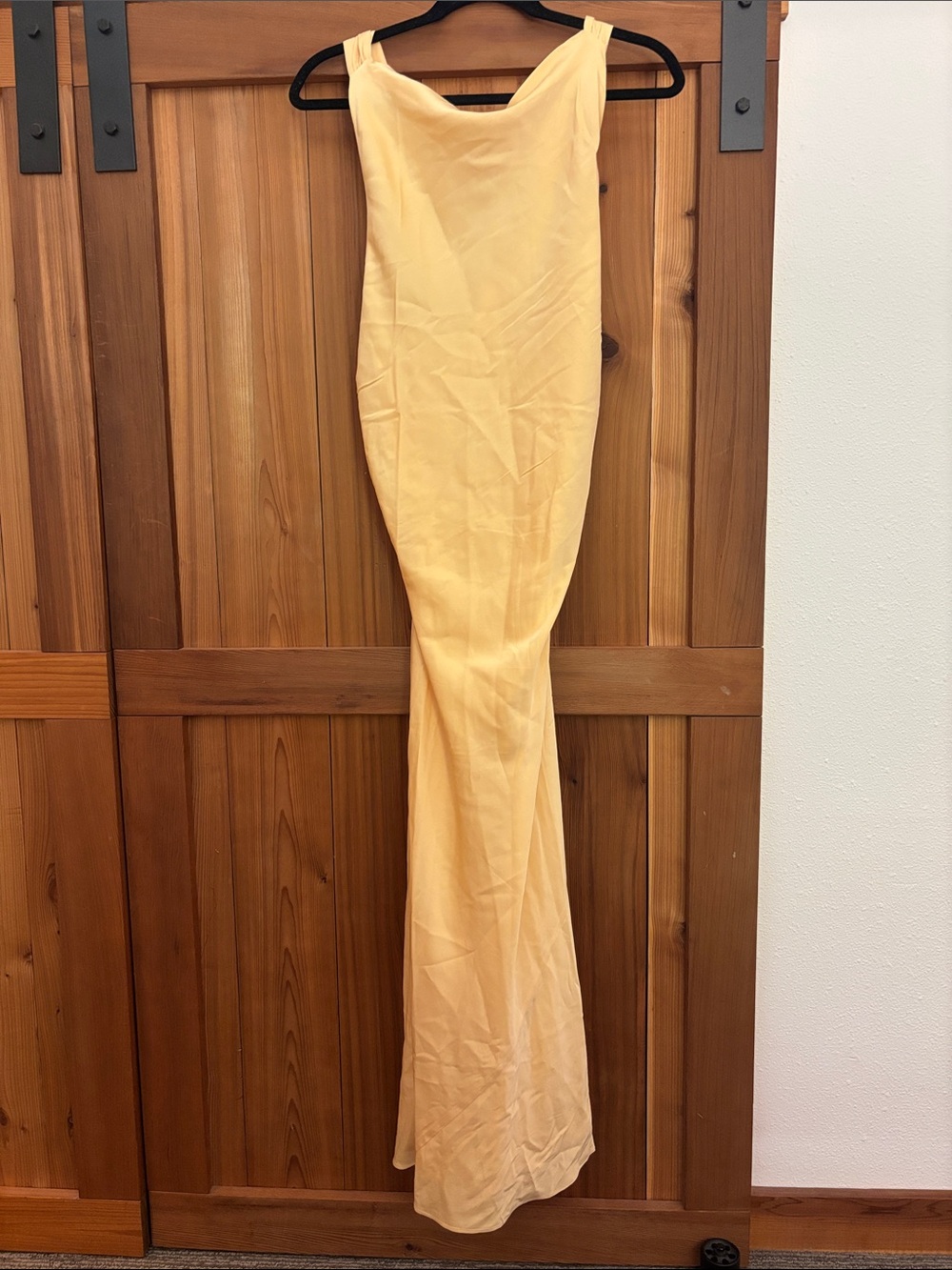 Women's Yellow Silk Maxi Dress- Elegant Floor-Length Silhouette